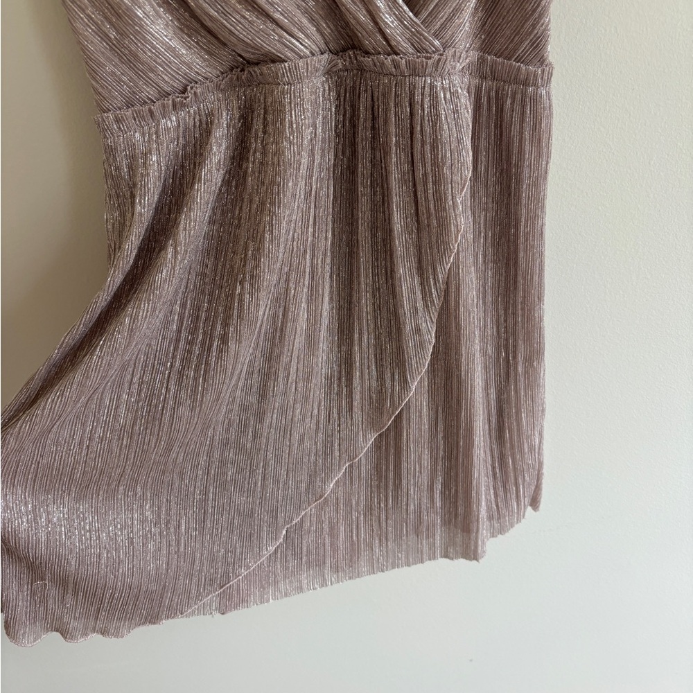 Express Metallic Blush Pink Pleated Mini Dress Spring Wedding Guest - Picture 5 of 5